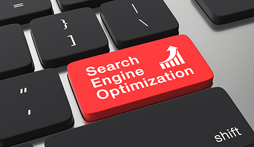 Search Engine Optimization label on a keyboard